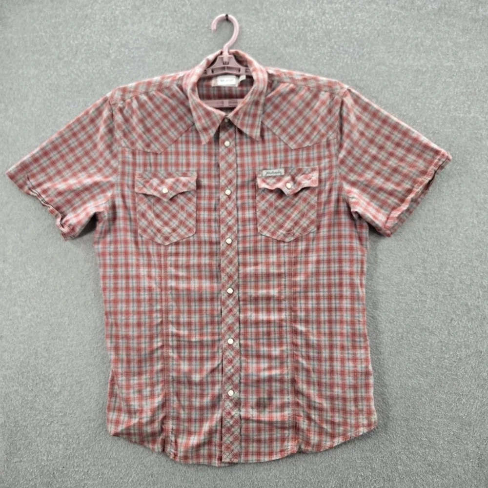 True Religion Men Button Up Shirt XXXL Red‎ Plaid Rocky Western